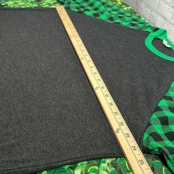 Luxury JLT Baseball Ringer Tee T-Shirt Women 3XL Green Buffalo Check 3/4 Sleeves - Picture 9 of 14